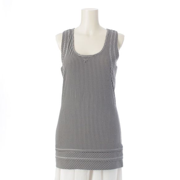 Chanel 08C Coco Mark Check Stretch Sleeveless Tunic Top P32317 Black 38 - Picture 1 of 10